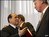 Silvio Berlusconi with former Dutch prime minister Wim Kok